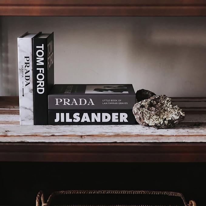 PROBENEX 4 Pcs Decorative Books | Faux Marble Cardboard Coffee Table Decor | Minimalist Modern Look - Not Real, No Pages Inside - Arrives Flat, Tool-Free 2-Min Setup