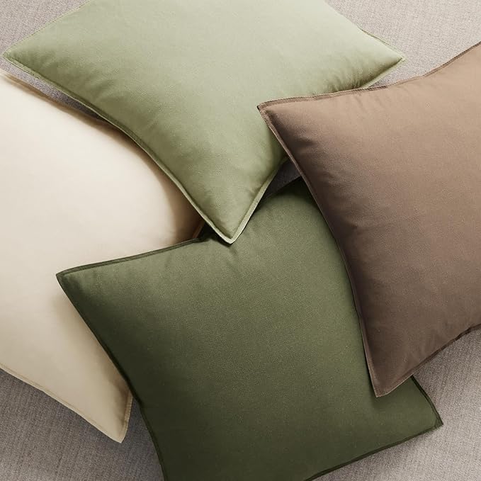 MIULEE Pack of 2 Decorative Linen Pillow Covers 24x24 Inch Coco Brown | Boho Farmhouse Modern Soft Accent Euro Shams Throw Pillows for Bed Neutral Cushion Covers Sofa Couch Living Room Home Decor