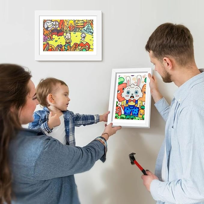 8 Pack Kids Art Frames 8.5x11 Inch Kids Artwork Flip Frame Changeable for Picture Display, Children School Drawing Projects Storage, Horizontally Vertically Wall Hanging, Front Opening