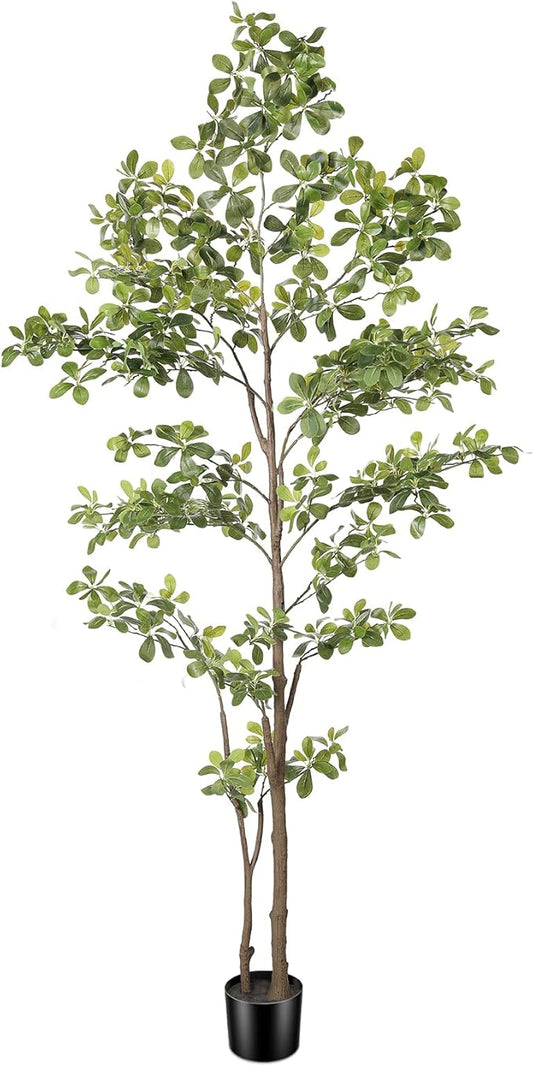Faux Black Olive Tree 7ft, Artificial Shady Lady Tree with Natural Trunk and Realistic Leaves, 7 Feet Faux Olive Plants for Home Office Indoor Decor Pack of 1