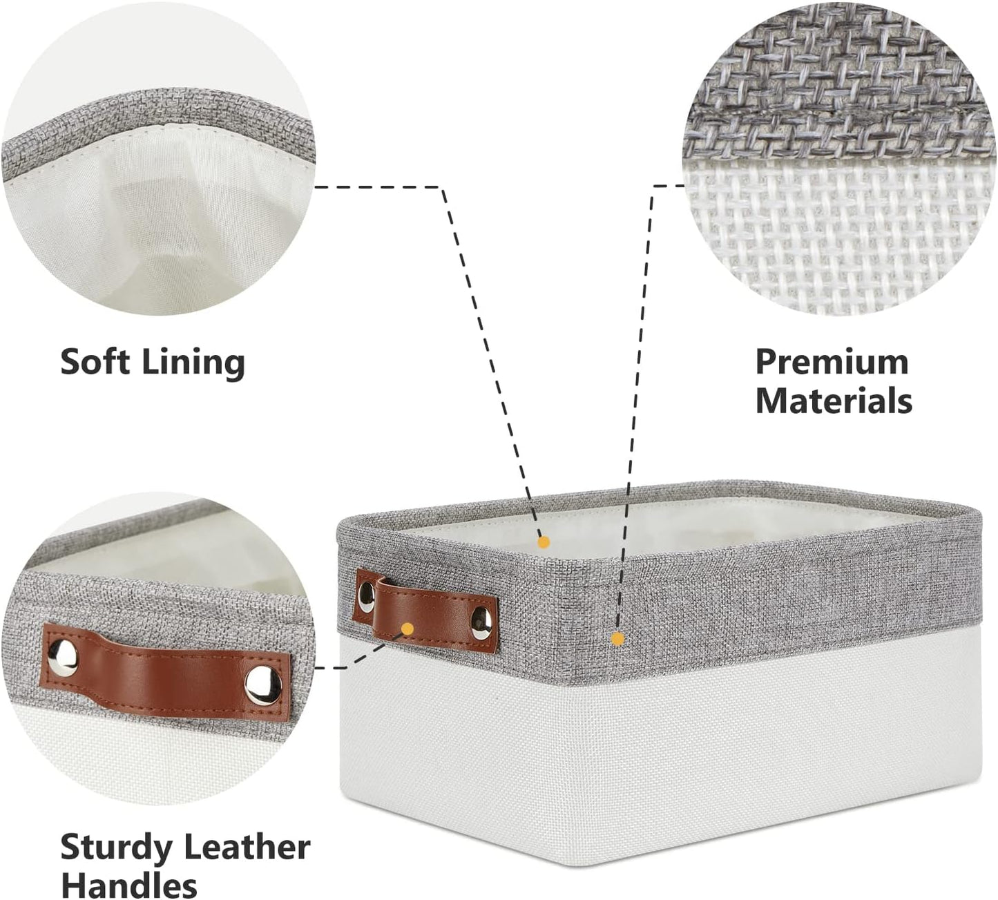 DULLEMELO Storage Baskets Bins for Organizing, Small Fabric Baskets for Shelves, Closets, Nursery, Home, Office, Empty Gift Baskets (6-Pack, Grey&White)