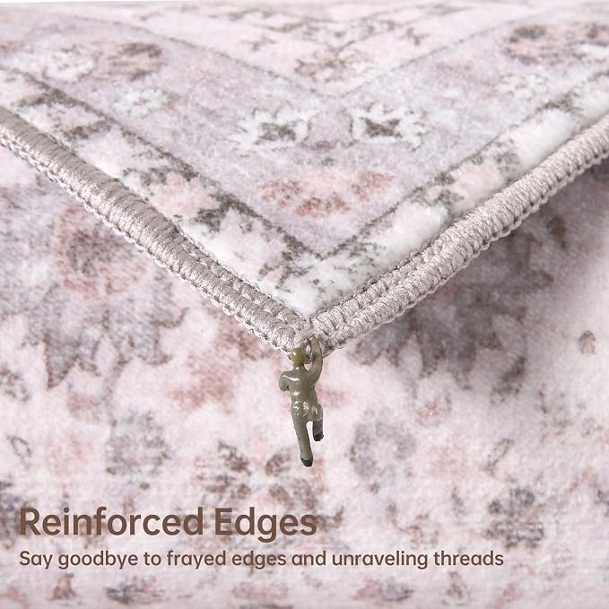 Sasttie 2x3 Rug, Ultra-Soft Washable Rug, Low Pile Foldable Thin Carpets with Non-Slip Backing, Skin-Friendly Stain Resistant Carpet for Living Room, Bedroom, Kitchen, Dorm, 2x3, Pink