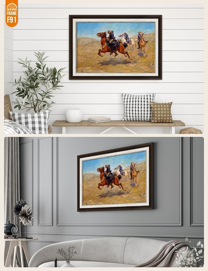 DECORARTS - My Bunkie by Charles Schreyvogel. World Famous Painting Reproduction. Giclee Prints in Classic Golden Frame Ready to Hang
