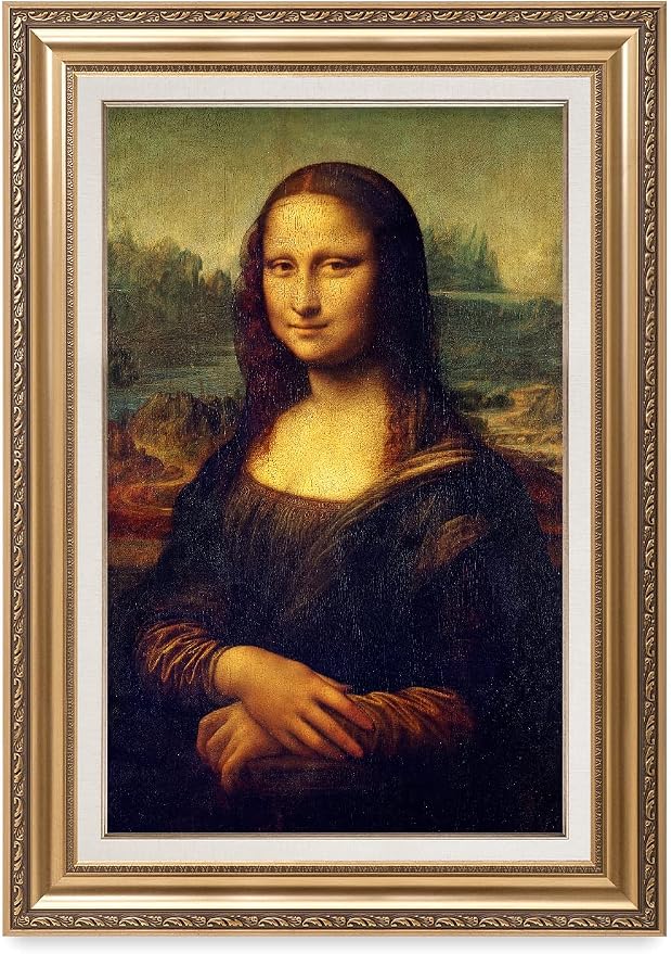 DECORARTS - Mona Lisa by Leonardo DaVinci. World Famous Painting Reproduction. Giclee Prints in Classic Golden Frame Ready to Hang