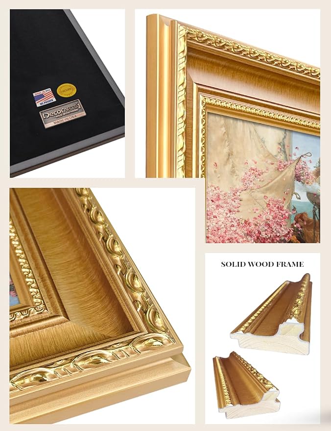 DECORARTS - The Roses of Heliogabalus by Lawrence Alma Tadema Giclee Canvas Reproduction with Gold Solid Wood Frame Wall Art for Home or Office Decor Framed Size 34.75 x 24.75in Made in USA