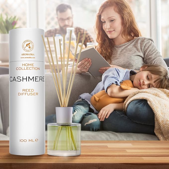 Reed Diffuser Cashmere 3.4 Fl Oz - Room Diffuser - Scented Diffusers with Bamboo Sticks - Home Fragrance - Air Freshener - Warm Scent - Fragrance for Living Room (Pack of 2)