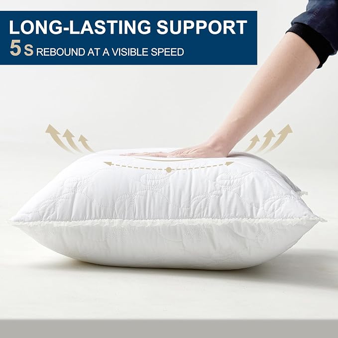 18 x 18 Throw Pillow Inserts with Lace Edge - Soft and Fluffy, Breathable Quilted Cotton Fabric - Decorative Pillows for Couch Sofa Bed, White, Pack of 2