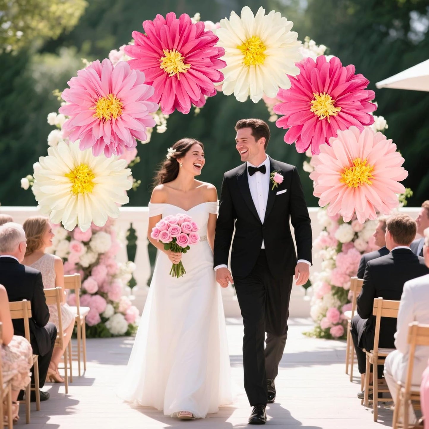 Homarkable 6 Pcs Large Pink Tissue Paper Flowers, 20 Inch Handcrafted Giant Paper Flowers for Spring Summer Party Wedding Birthday Backdrop Baby Shower Nursery Craft Outdoor Wall Decor