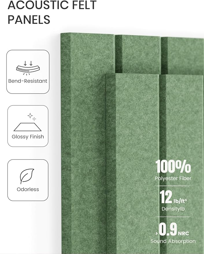 Fluxynara Large Felt Bulletin Board 36"x24" Cork Board Alternative - 6 Pack with 32 Safe Removable Adhesive Tabs, Cork Boards for Walls for Home Office Classroom Pin Board-Moss Green