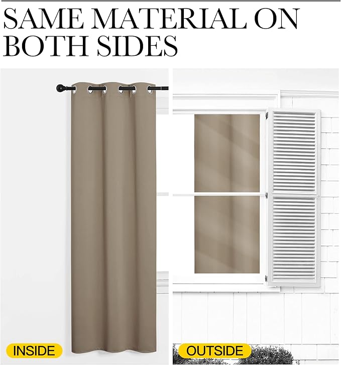 NICETOWN Bedroom Curtain Panels Blackout Draperies, Thermal Insulated Solid Grommet Blackout Curtains/Drapes (Taupe, 1 Pair, 34 by 45-inch)