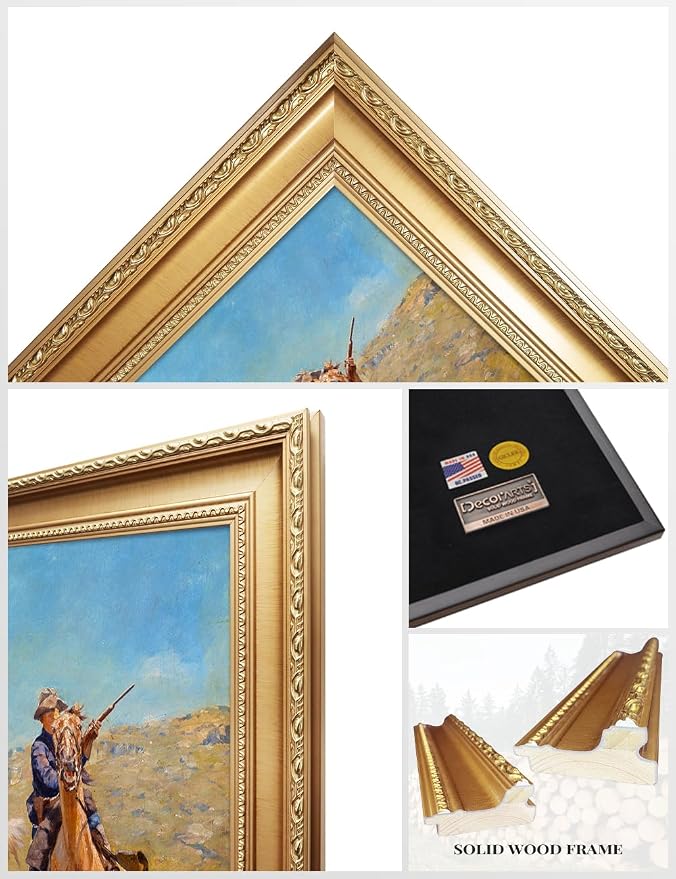 DECORARTS - My Bunkie by Charles Schreyvogel. Classic Painting Reproduction, Giclee Prints Ready to Hang Framed Wall Art for Wall Decor. Picture Size: 24x16 in, Framed Size: 28.75x20.75 in