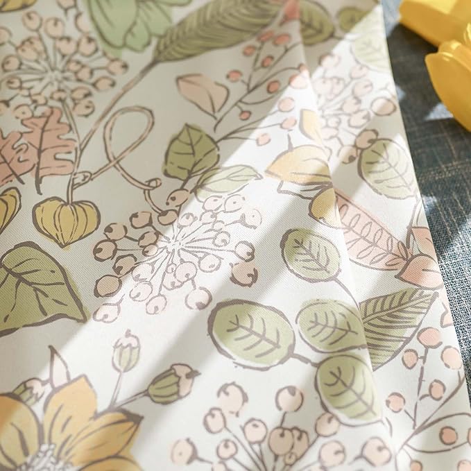 Vangao Yellow Nursery Curtains for Girls Room Floral Blackout Curtains 84 Inch Length Farmhouse Drapes for Bedroom Room Darkening Flower Patterned Window Treatment for Kids Set of 2
