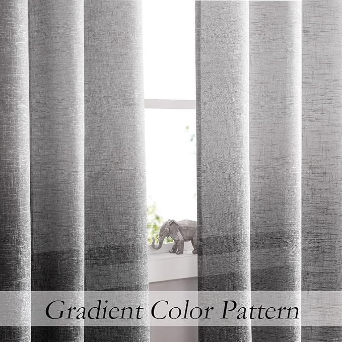 Ombre Light Filtering Door Curtain 100" Extra Wide Gradient Print on Rayon Blend Fabric Window Treatment for Sliding Patio Door with 14 Grommets, Cream White to Light Gray, 100" x 95", 1 Panel