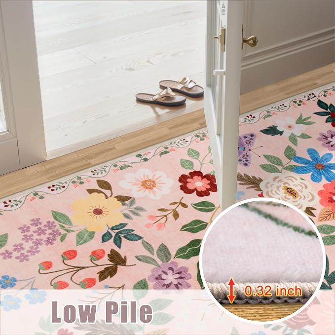10x12 Area Rugs for Living Room: Floral Washable Rug Vintage Large Soft Boho Non-Slip Carpet Stain Resistant Low Pile Carpets for Bedroom Dining Room Farmhouse Nursery Hallway Home Office Beige