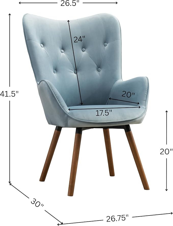Roundhill Furniture Doarnin Contemporary Silky Velvet Tufted Button Back Accent Chair, Blue