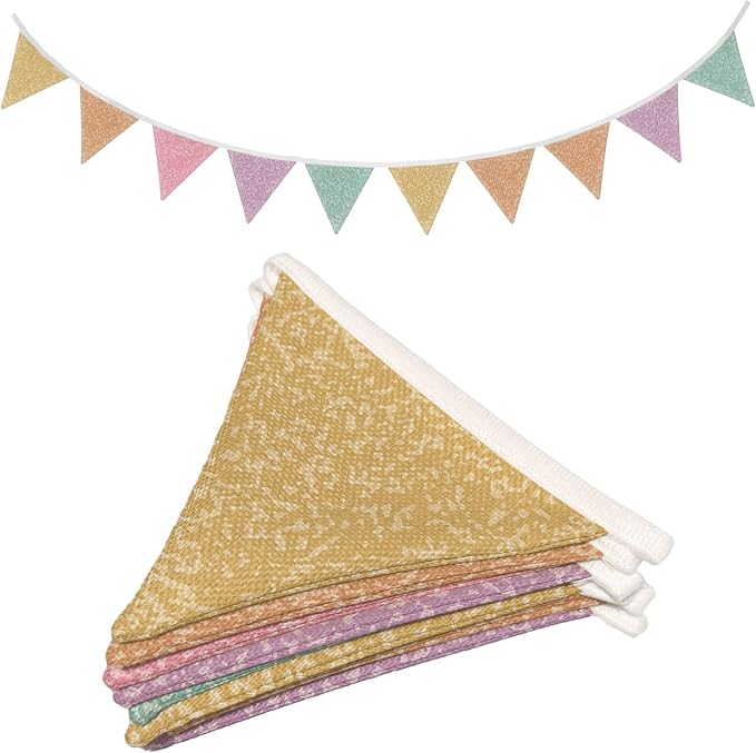 Classroom Wall Decor Pennant Banner, Pastel Triangle Banners Garland, Colorful Fabric Pennant Flags for Classroom Wall, Preschool Playroom Decor, Boho Flags Fabric for Kids Learning Space