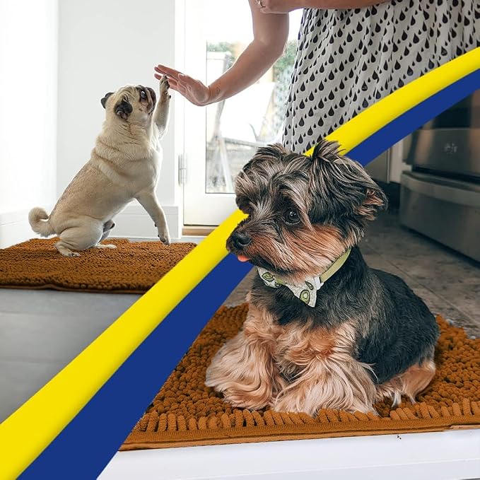 Muddy Mat® | Super Water Absorbent Door Mat Indoor, Microfiber Quick Dry Chenille Entryway Rug, Slip Resistant Front Door Mat, Indoor Mats for Entryway, Machine Washable Pet Rug, Amber 5ft x 7ft
