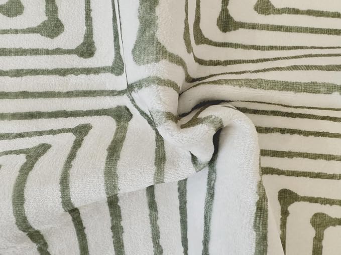GLN Rugs Contemporary Collection - Machine Washable Area Rug, Contemporary Washable, Non Slip, Low Pile Chenille Rug, Living Room, Bedroom, Kitchen Rug (5'3" Round Green Beige)