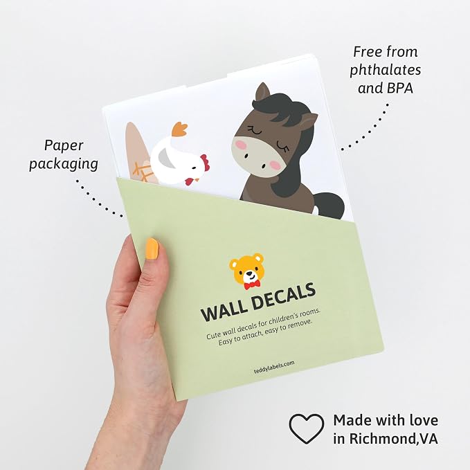 Removable Wall Decals for Kids Room – Peel and Stick Wall Stickers for Girls & Boys Bedroom, Playroom & Nursery – Easy to Apply Wall Decor - Farm Stickers for Kids