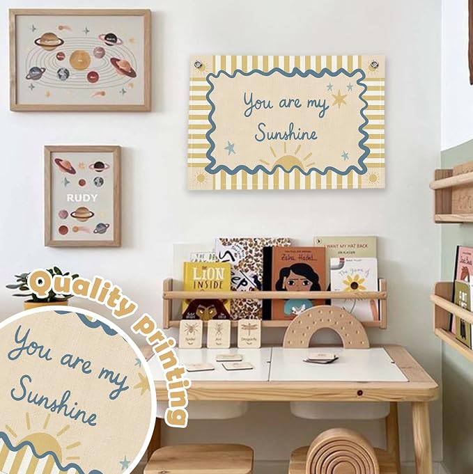 RTXLEZM Boho Sunshine Nursery Decor, You Are My Sunshine Banner | Kids Positive Affirmations Wall Art Prints for Toddler Boys Girls Nursery Room Bedroom Playroom Decor, 20x30 Inch