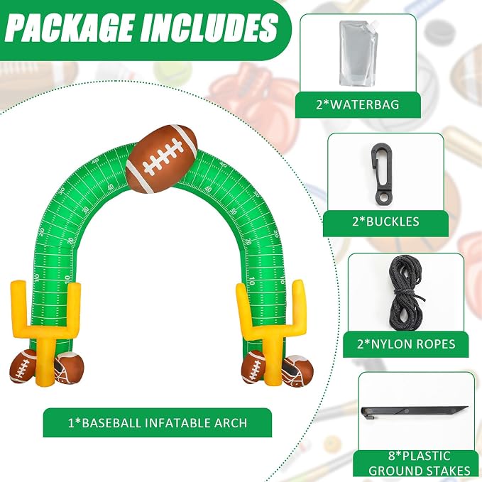 Shappy 9ft Giant Football Inflatable Arch Goal Post Inflatable Outdoor Yard Decorations with Helmet and LED Lights Football Birthday Party Decor for Game Day Tailgate Fans Sports Party Supplies