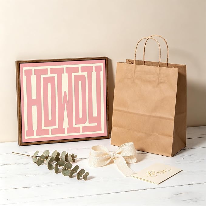 QIYFFBN Framed Howdy sign Western Cowgirl Picture Wall Art Pink Cream Preppy Canvas Painting Retro Southwestern Country Prints Wall Decor Farmhouse Living Room Bedroom For Teen Girls (12x16inch)