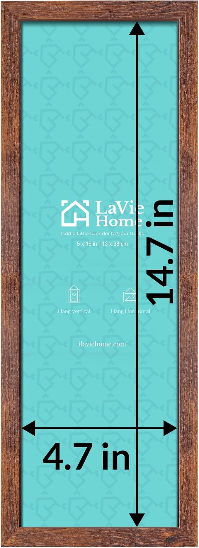 LaVie Home 5x15 Picture Frame Brown Poster Frame, Stable and Sturdy Frame and Polished Plexiglass, Horizontal and Vertical Format of The Walls 1 Pack