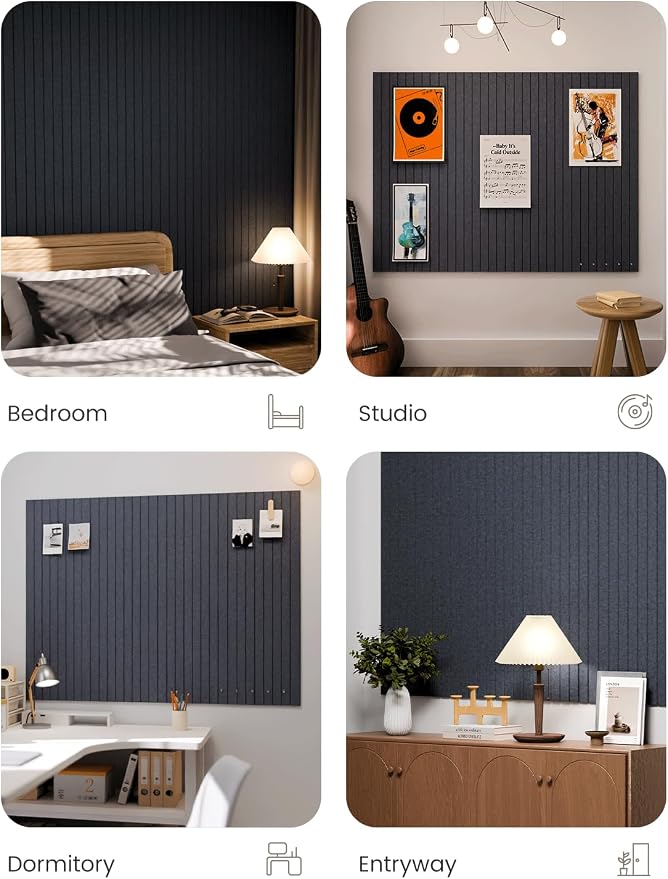 Fluxynara Large Felt Bulletin Board 48" X 36" Cork Board Alternative-12 Pack with 64 Safe Removable Adhesive Tabs, Cork Boards for Walls Cork Board for Home Office Classroom Pin Board -Navy Blue