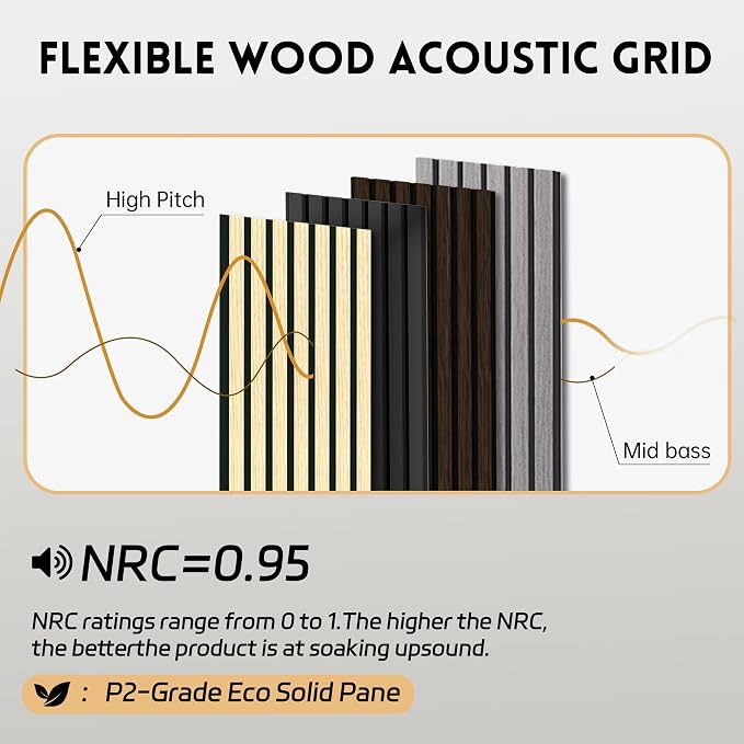 RITOLLO 4 Pack Wood Panels for Wall, Wood Slat Acoustic Panels for Wall, Soundproof Panels, 3D Fluted Panels for Interior Wall Decor 47.2 x 23.6(4 PCS) -Oak