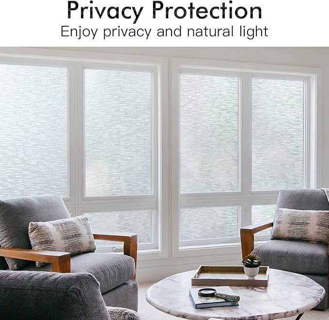 Haton Window Privacy Film, Frosted Glass Film, Sun Blocking Static Cling for Bathroom & Office, Heat Control Anti Glare Removable, UV Rejection Non-Adhesive Covering for Home, 11.8" x 78.7"