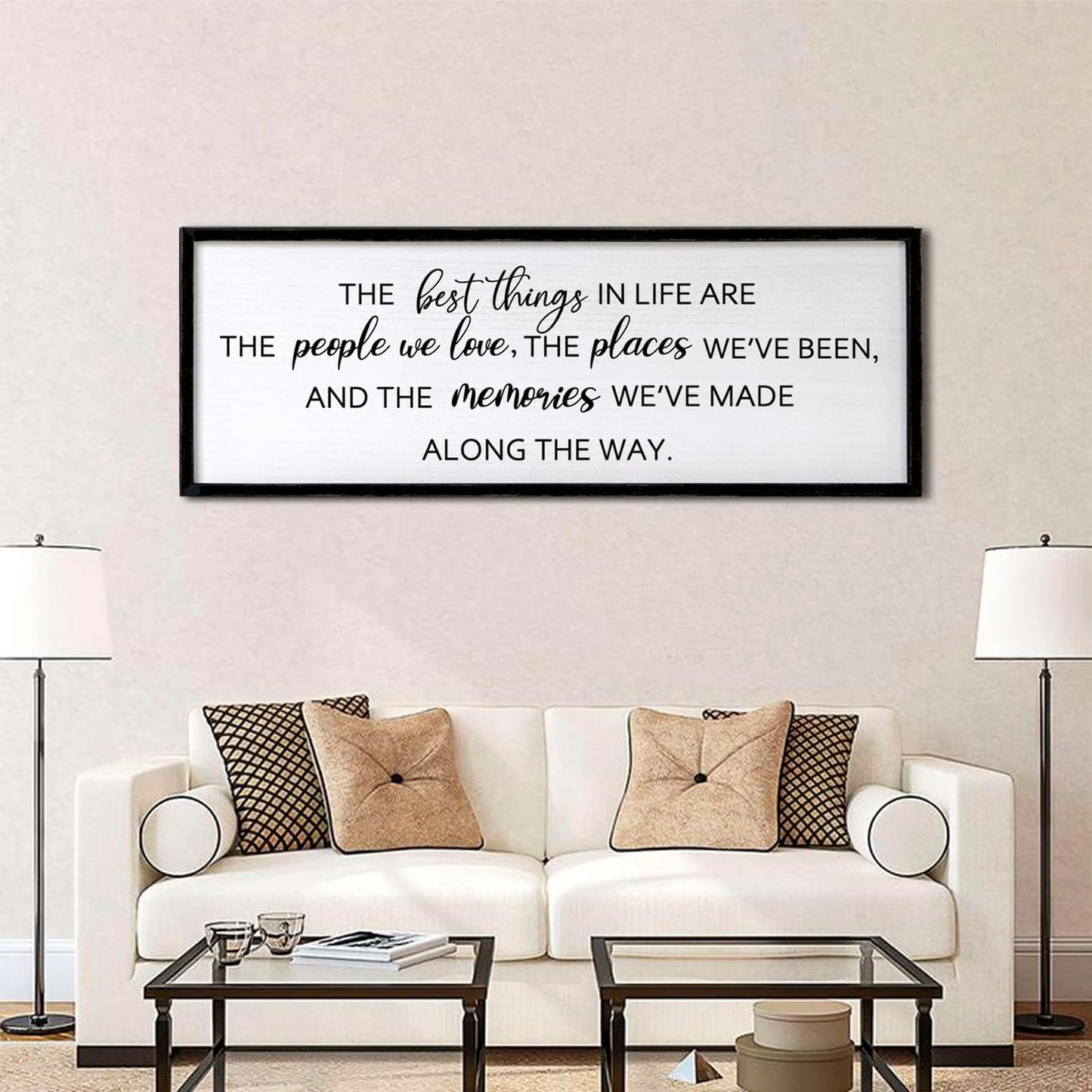 The Best Things in Life Framed Wall Art, 40''×15'' Rustic The Best Things in Life Sign for God Jesus Christ Prayer, Horizontal Holy Inspirational Family Home Decor