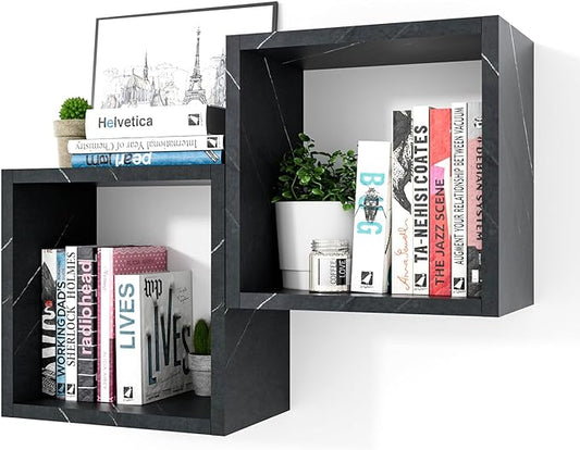 Kaboon Cube Floating Shelves Set2, Display Shelves Wall Mount 7.75" D x 12.5" W x 12.5" H(Cloud Atlas, Square 2 Cubes)