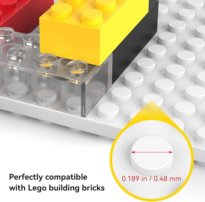 BlissBox 9-Pack Floating Shelves for Wall Compatible with Lego Building Bricks, 5x5.5inch Dual‑Sided 16x17 Studs for Toy Brick Storage and Display, ABS Display Shelves for Room Decor, White