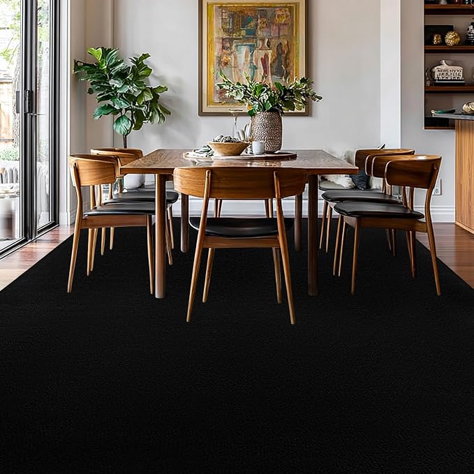 qulint Black Area Rugs for Living Room 6x9, Washable Thickened Memory-Foam Indoor Rug for Bedroom, Minimalist Modern Carpet Non Slip Comfy Alfombras for Student Classroom Dorm Office Home Decor