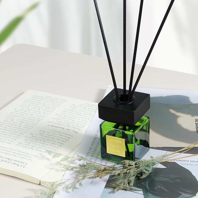 Reed Diffuser Set of 3, 50ml | White Birch Cedar & Oud Bergamot & Green Tea Tree Essential Oil, 15 Diffuser Sticks, Hotel Collection Bathroom Air Fresheners