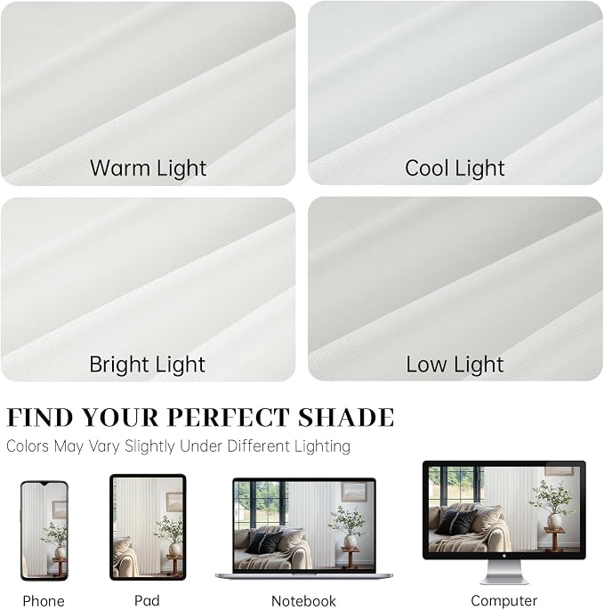 105 Inch Curtains 2 Panels Set,Two Packs Pinch Pleat Back Tab Linen Window Semi Sheer Privacy Thick Decorative Curtain Drapes for Living Room Bedroom,40x105 in Long,Ivory/Snow White