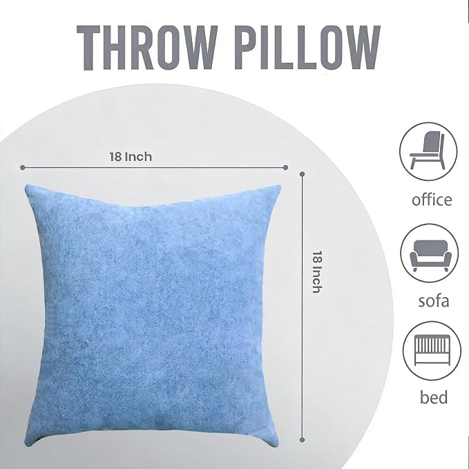 Throw Pillows with Inserts Included, 18x18 Couch Pillows,Throw Pillows for Couch,Blue,2 Pack.