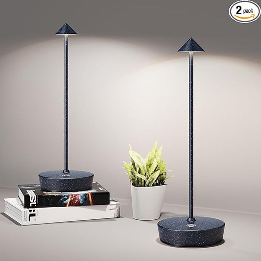 Cordless Table Lamps Rechargeable, 6000mAh Battery Operated LED Desk Lamp Outdoor Waterproof Portable Touch Dimmable Table Light for Patio Restaurant Dining Home Set of 2 Starlight