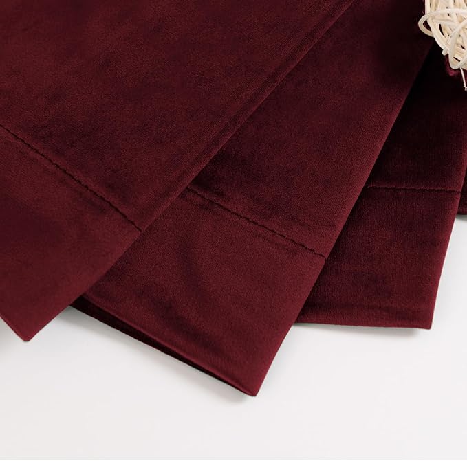 BGment Red Velvet Curtains 84 Inch for Bedroom, Thick Thermal Insulated Blackout Curtains Noise Reduce Back Tab and Rod Pocket Christmas Panels for Living Room, Set of 2 Panels, 52 x 84 Inch
