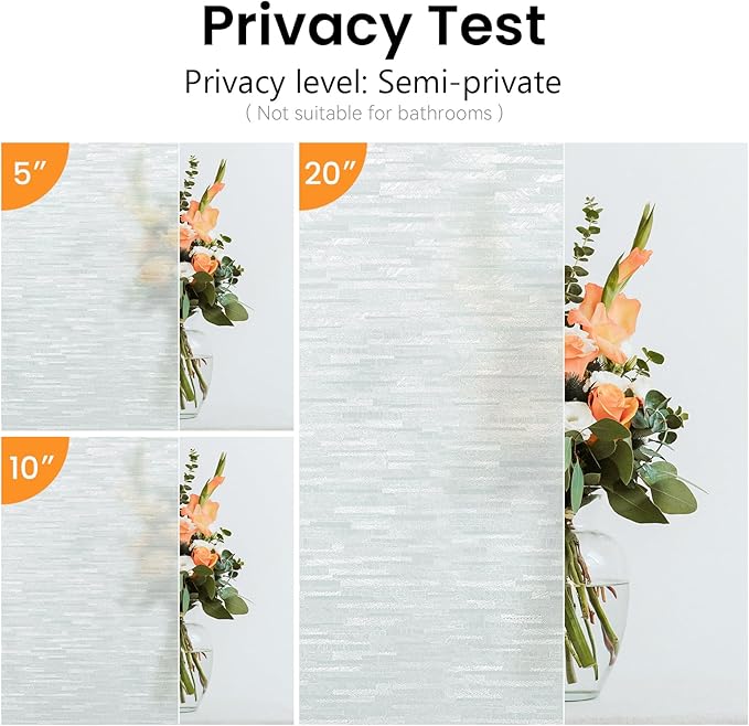 Haton Window Privacy Film, Frosted Glass Static Cling Sun Heat Blocking Window Clings, Frosting Opaque Coverings Stickers Tint for Home Office Door, Non Adhesive, White 17.5" x 78.7"