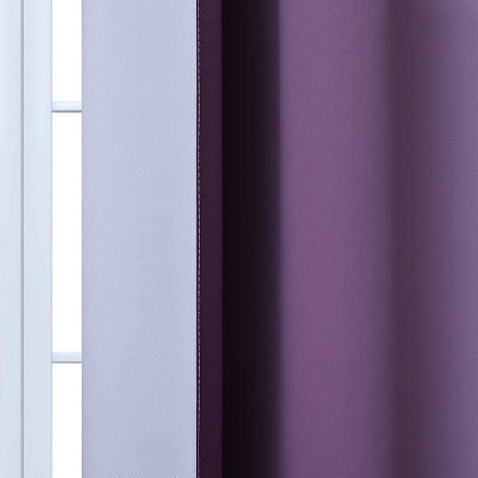 Yakamok Ombre Curtains Purple and Greyish White for Living Room,42Wx63L | Room Darkening Curtains 63,Thermal Insulated Gradient Color Drape,Light Blocking Grommet Window Curtains for Bedroom,2 Panels