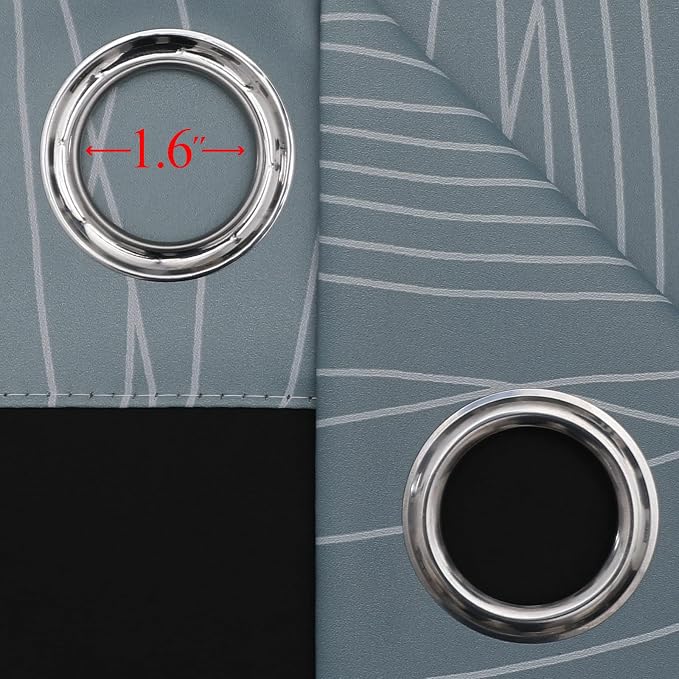 Estelar Textiler Stone Blue and Greyish White Blackout Curtains & Drapes for Bedroom, Thermal Insulated Ombre Blackout Drapes, Room Darkening Energy Saving Curtains for Living Room, 42Wx63L, 2 Panels