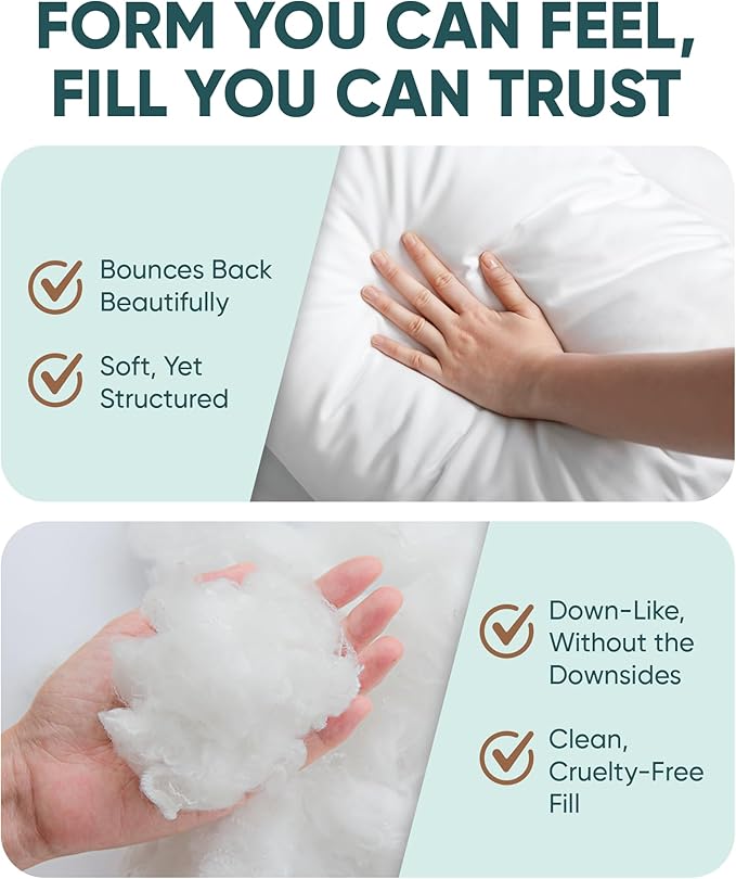 Pillowflex Synthetic Down Pillow Insert - 25x25 Euro Down Alternative, Ultra Soft Large Square European Throw Pillow, Bed Sham- 1 Decorative Form