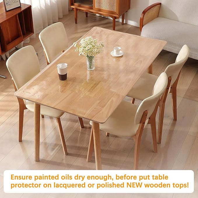32 Inch Square Clear Plastic Dining Table Protector Tablecloth Desk Pad Mat Wooden Furniture Coffee Glass End Side Cocktail Bar Bistro Table Cloth Top Protection Countertop Cover Waterproof PVC Vinyl
