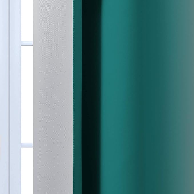 Yakamok Ombre Curtains Teal and Greyish White for Living Room,52Wx84L | Room Darkening Curtains 84,Thermal Insulated Gradient Color Drape,Light Blocking Grommet Window Curtains for Bedroom,2 Panels