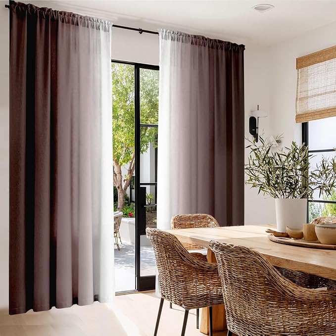 Brown Curtains for Living Room 84 Inch Length Brown White Ombre Curtains 2 Panel Bedroom Farmhouse Chocolate Ombre Light Filtering Window Curtain Modern Gradient Drapes