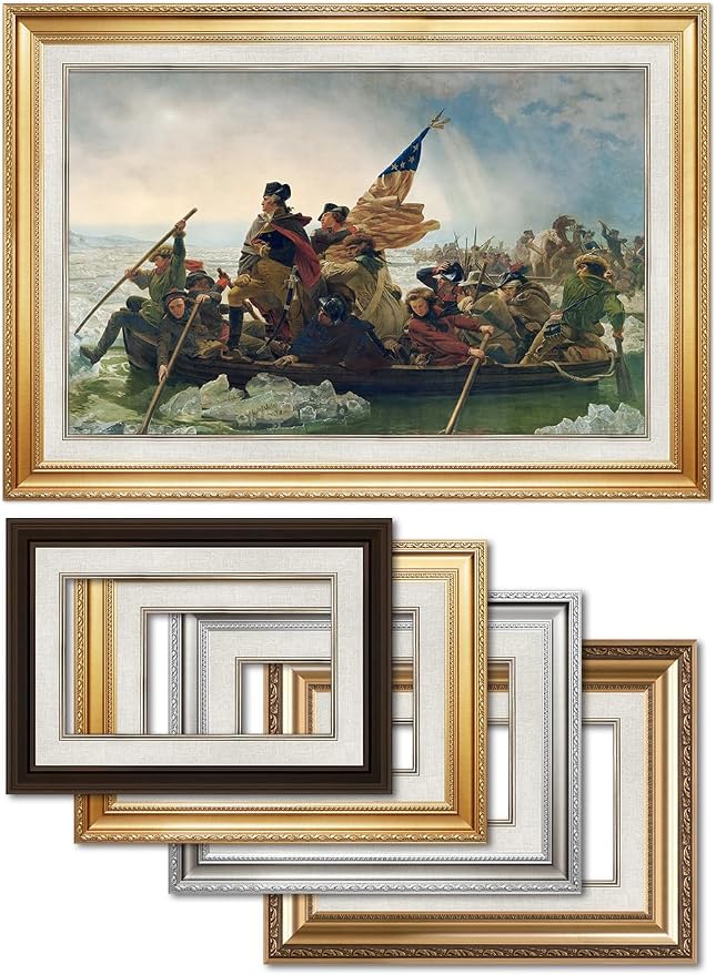 DECORARTS - Washington Crossing the Delaware by Emanuel Leutze. World Famous Painting Reproduction. Giclee Prints in Classic Golden Frame Ready to Hang