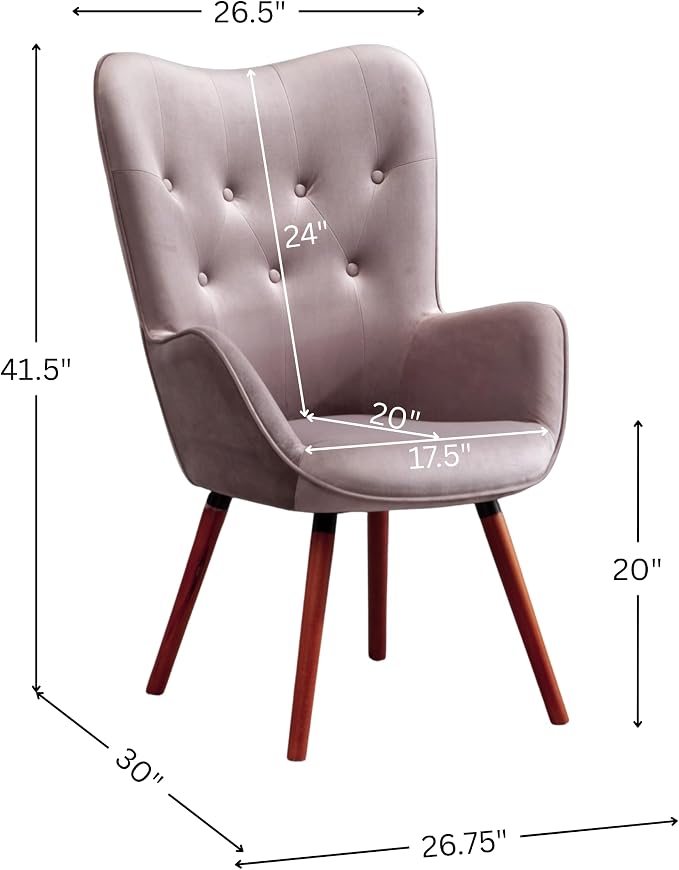 Roundhill Furniture Doarnin Contemporary Silky Velvet Tufted Button Back Accent Chair, Mauve