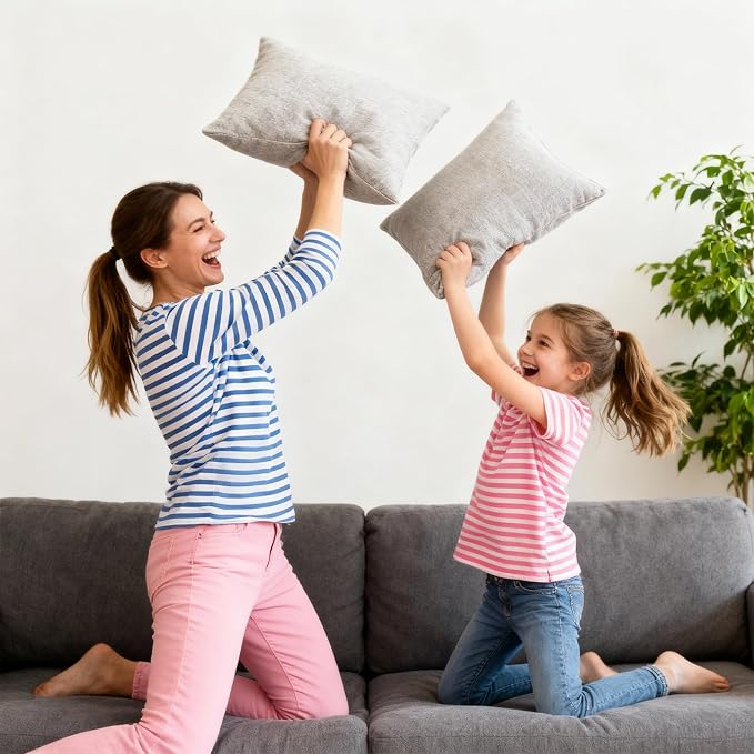 Throw Pillows with Inserts Included, 18x18 Couch Pillows for Living Room & Outdoor, Boho Decorative Pillows for Sofa, Bed, Patio, All-in-One Cushions, 2 Pack.