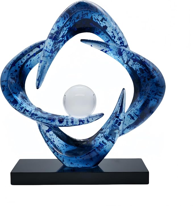 AWNR Gold Abstract Sculpture House Decor Aesthetic - Home Décor Accents for Nightstand, Shelves, Dining Room, Entryway Table, Office, Desk Accessories (Snowflake Blue)